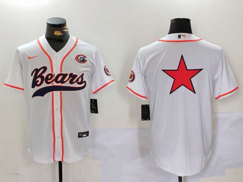 Men's Chicago Bears White Team Big Logo With Patch Cool Base Stitched Baseball Jersey,We sell and wholesale Men's Chicago Bears White Team Big Logo With Patch Cool Base Stitched Baseball Jersey on line form chian!